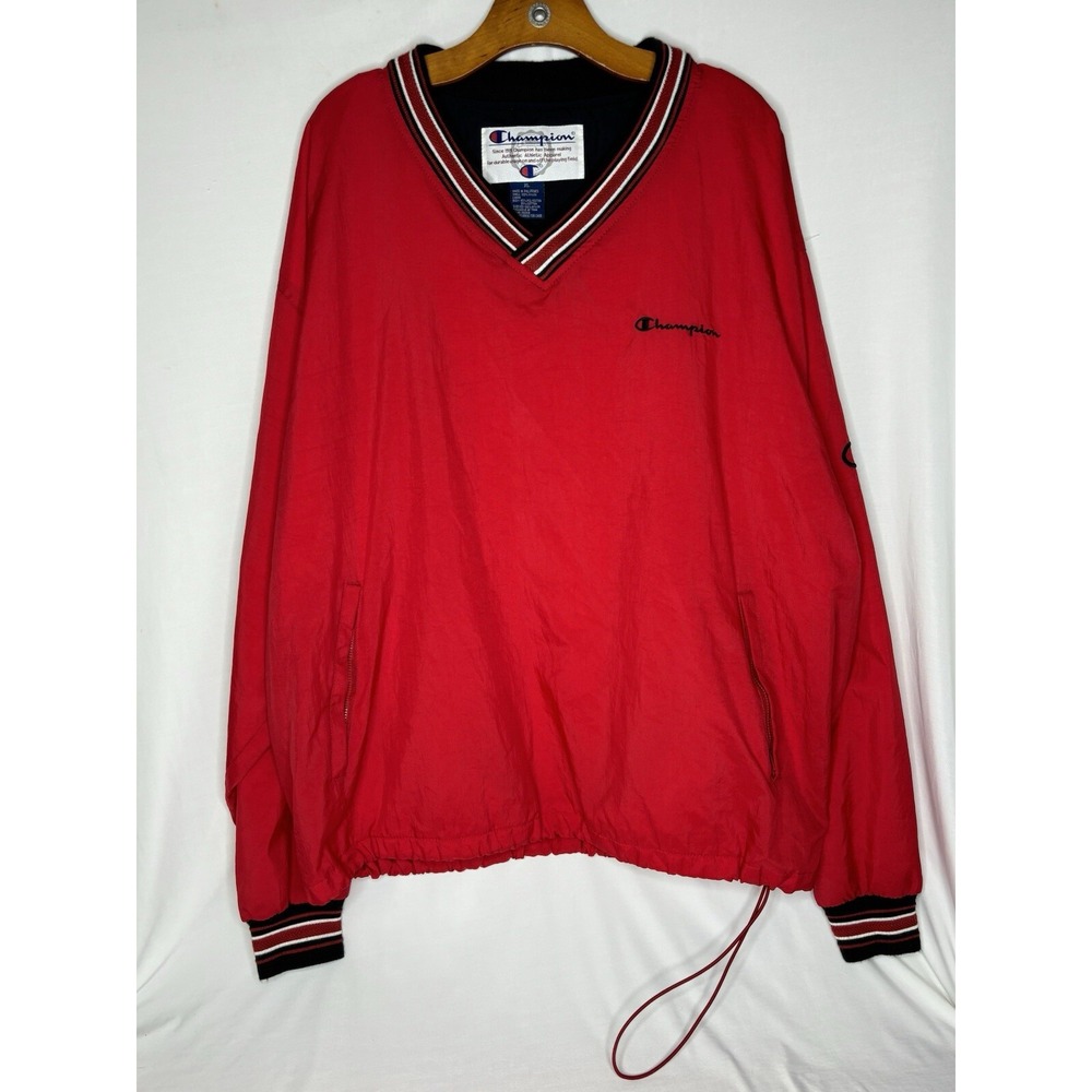 Vintage Champion Red/White/Blue Windbreaker Pullover Jacket Size XL